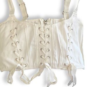 Dolls Kill Corset Style 3 Lace Up Crop Top Tank
